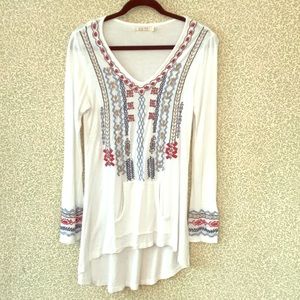 Embroidered boho tunic top